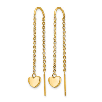 Stainless Steel Polished Yellow IP-plated Threader Heart Dangle Earrings - Birthstone Company