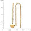 Stainless Steel Polished Yellow IP-plated Threader Heart Dangle Earrings - Birthstone Company