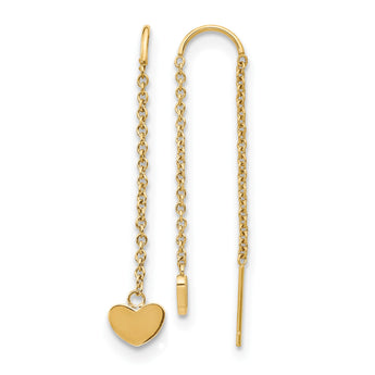 Stainless Steel Polished Yellow IP-plated Threader Heart Dangle Earrings - Birthstone Company