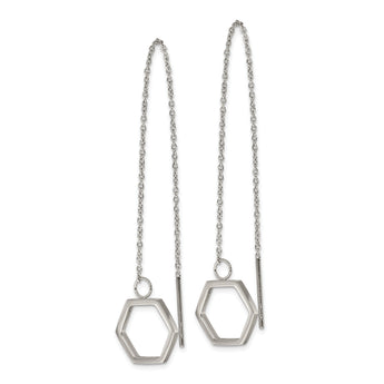 Stainless Steel Polished Hexagon Threader Earrings