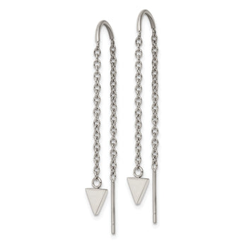 Stainless Steel Polished Threader Triangle Dangle Earrings