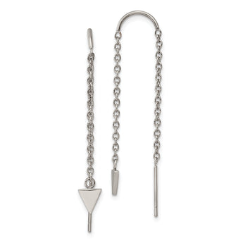 Chisel Stainless Steel Polished Triangle Dangle Threader Earrings
