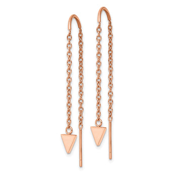 Stainless Steel Polished Rose IP-plated Threader Triangle Dangle Earrings