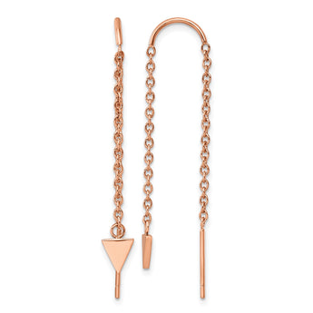 Stainless Steel Polished Rose IP-plated Threader Triangle Dangle Earrings - Birthstone Company