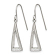 Stainless Steel Polished w/ Preciosa Crystal Shepherd Hook Dangle Earrings - Birthstone Company