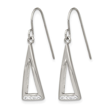 Stainless Steel Polished w/ Preciosa Crystal Shepherd Hook Dangle Earrings - Birthstone Company