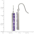 Stainless Steel Polished with Purple CZ Shepherd Hook Earrings
