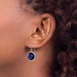 Stainless Steel Polished with Blue Glass Dangle Shepherd Hook Earrings