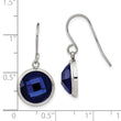 Stainless Steel Polished with Blue Glass Dangle Shepherd Hook Earrings