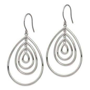 Stainless Steel Polished Dangle Shepherd Hook Earrings