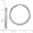 Chisel Stainless Steel Polished with CZ 2.5mm Hinged Hoop Earrings