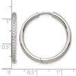 Stainless Steel Polished with CZ 2.50mm Hinged Hoop Earrings - Birthstone Company