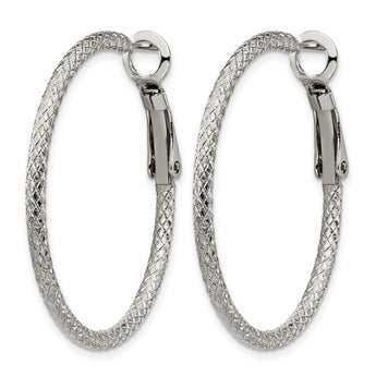Stainless Steel Textured and Polished 2.00mm Hoop Earrings - Birthstone Company