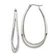 Chisel Stainless Steel Polished with Preciosa Crystal In and Out Twisted Hoop Earrings