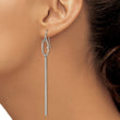 Stainless Steel Polished with Crystal Bar Dangle Shepherd Hook Earrings