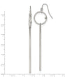 Stainless Steel Polished with Crystal Bar Dangle Shepherd Hook Earrings