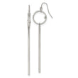 Chisel Stainless Steel Polished Circle with Crystal Accent Bar Dangle Shepherd Hook Shoulder Duster Earrings