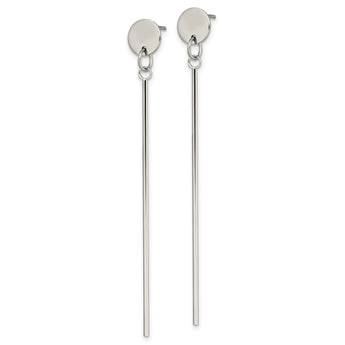 Stainless Steel Polished Disc with Bar Dangle Post Earrings