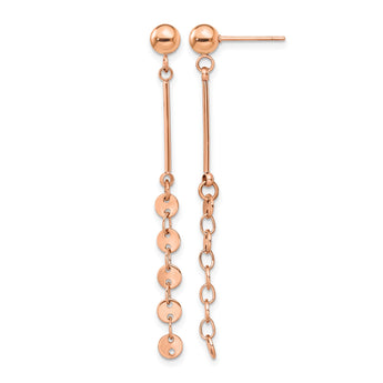 Stainless Steel Polished Rose IP-plated Post Dangle Earrings - Birthstone Company