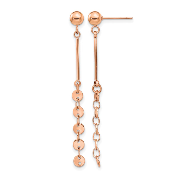 Stainless Steel Polished Rose IP-plated Post Dangle Earrings - Birthstone Company