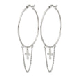 Stainless Steel Polished Cross Dangle Hoop Earrings - Birthstone Company