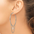 Stainless Steel Polished Cross Dangle Hoop Earrings - Birthstone Company
