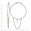 Stainless Steel Polished Cross Dangle Hoop Earrings - Birthstone Company