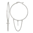 Stainless Steel Polished Cross Dangle Hoop Earrings - Birthstone Company