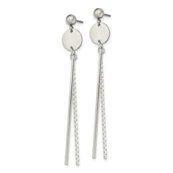 Stainless Steel Polished Bar Post Dangle Earrings
