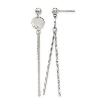 Stainless Steel Polished Bar Post Dangle Earrings - Birthstone Company