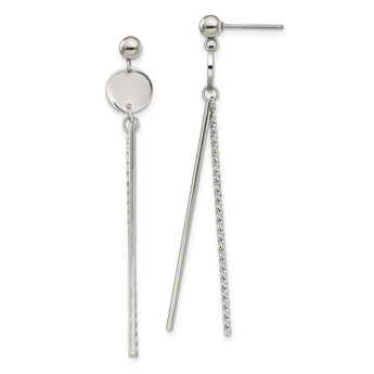 Chisel Stainless Steel Polished Disc and Bars Post Dangle Earrings