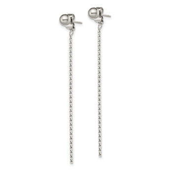 Stainless Steel Polished Bar Front & Back Post Dangle Earrings