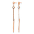 Stainless Steel Polished Rose IP-plated w/Crystal Bar Post Dangle Earrings - Birthstone Company
