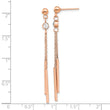 Stainless Steel Polished Rose IP-plated w/Crystal Bar Post Dangle Earrings