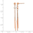 Stainless Steel Polished Rose IP-plated w/Crystal Bar Post Dangle Earrings - Birthstone Company