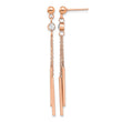 Stainless Steel Polished Rose IP-plated w/Crystal Bar Post Dangle Earrings - Birthstone Company