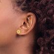 Chisel Stainless Steel Polished Yellow IP-plated with Crystal Flower Post Earrings