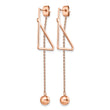 Stainless Steel Polished Rose IP Front & Back Post Ball Dangle Earrings - Birthstone Company