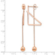 Stainless Steel Polished Rose IP Front & Back Post Ball Dangle Earrings - Birthstone Company