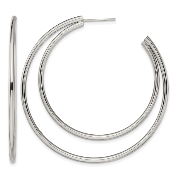 Stainless Steel Polished Post Hoop Earrings - Birthstone Company