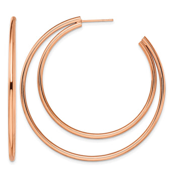 Stainless Steel Polished Rose IP-plated Post Hoop Earrings - Birthstone Company