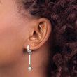 Chisel Stainless Steel Polished with Bar and Ball Dangle Hinged Hoop Earrings