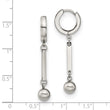Chisel Stainless Steel Polished with Bar and Ball Dangle Hinged Hoop Earrings