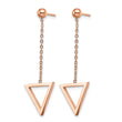 Stainless Steel Polished Rose IP-plated Triangle Post Dangle Earrings - Birthstone Company