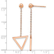 Stainless Steel Polished Rose IP-plated Triangle Post Dangle Earrings - Birthstone Company