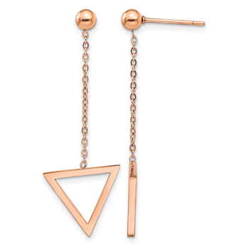 Stainless Steel Polished Rose IP-plated Triangle Post Dangle Earrings - Birthstone Company