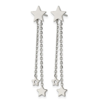 Stainless Steel Polished Stars Post Dangle Earrings - Birthstone Company