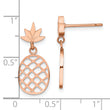 Stainless Steel Polished Rose IP-plated Pineapple Post Dangle Earrings