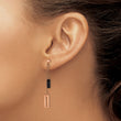 Stainless Steel Polished Rose and Black IP-plated Post Dangle Earrings - Birthstone Company