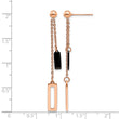 Stainless Steel Polished Rose and Black IP-plated Post Dangle Earrings - Birthstone Company